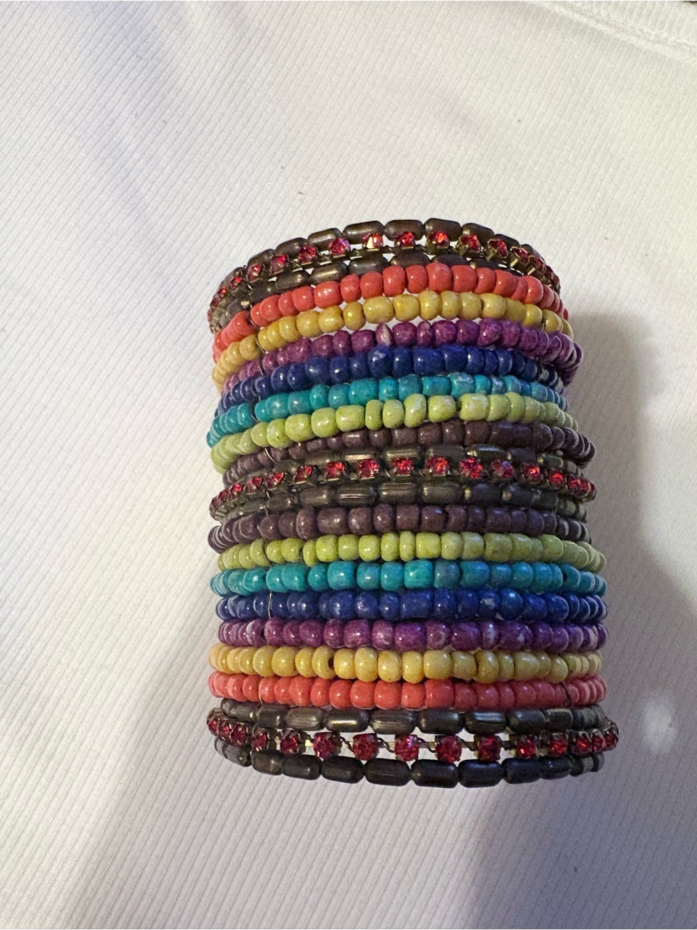 Multicolor Beaded Cuff Bracelet.